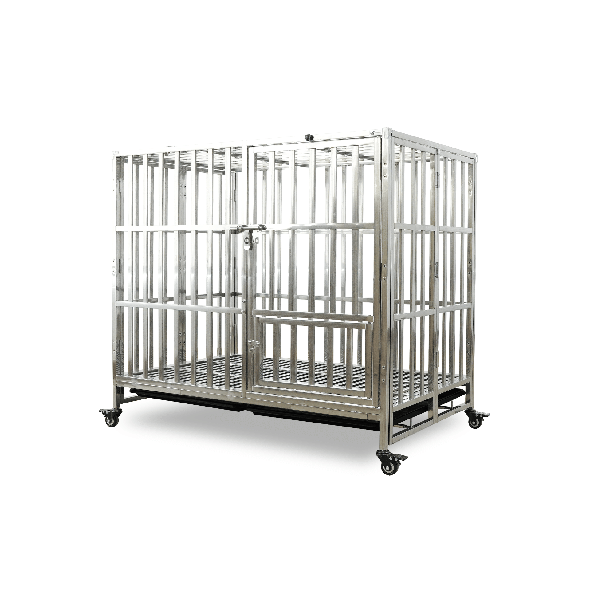 กรงสุนัขสแตนเลส 202 PAWRADISE รุ่นท่อเหลี่ยม(พับได้) SIZE L ขนาด : 108 X 72 X 98 CM.